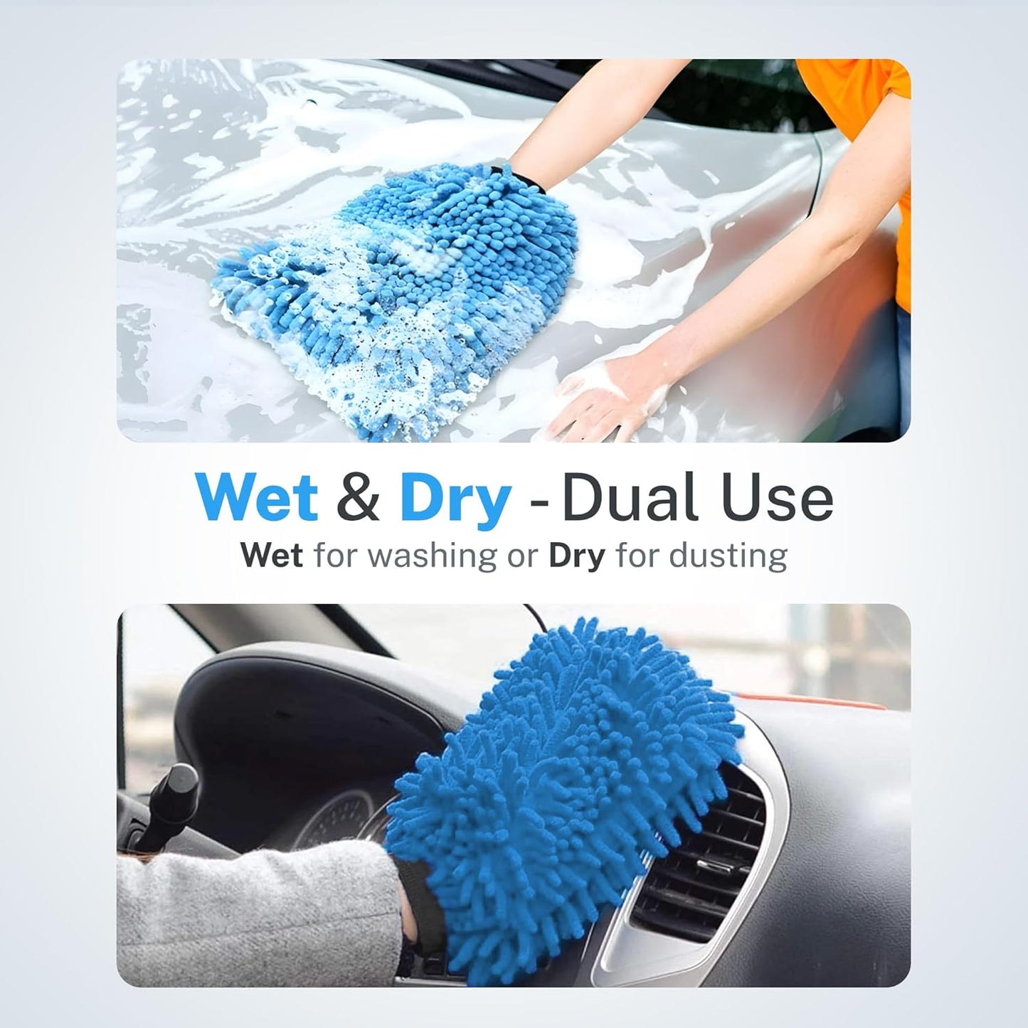 SM Arnold 2-Pack Microfiber Wash Mitts – Ultra-Soft, Scratch-Free, Reusable for Car Detailing & Home Cleaning
