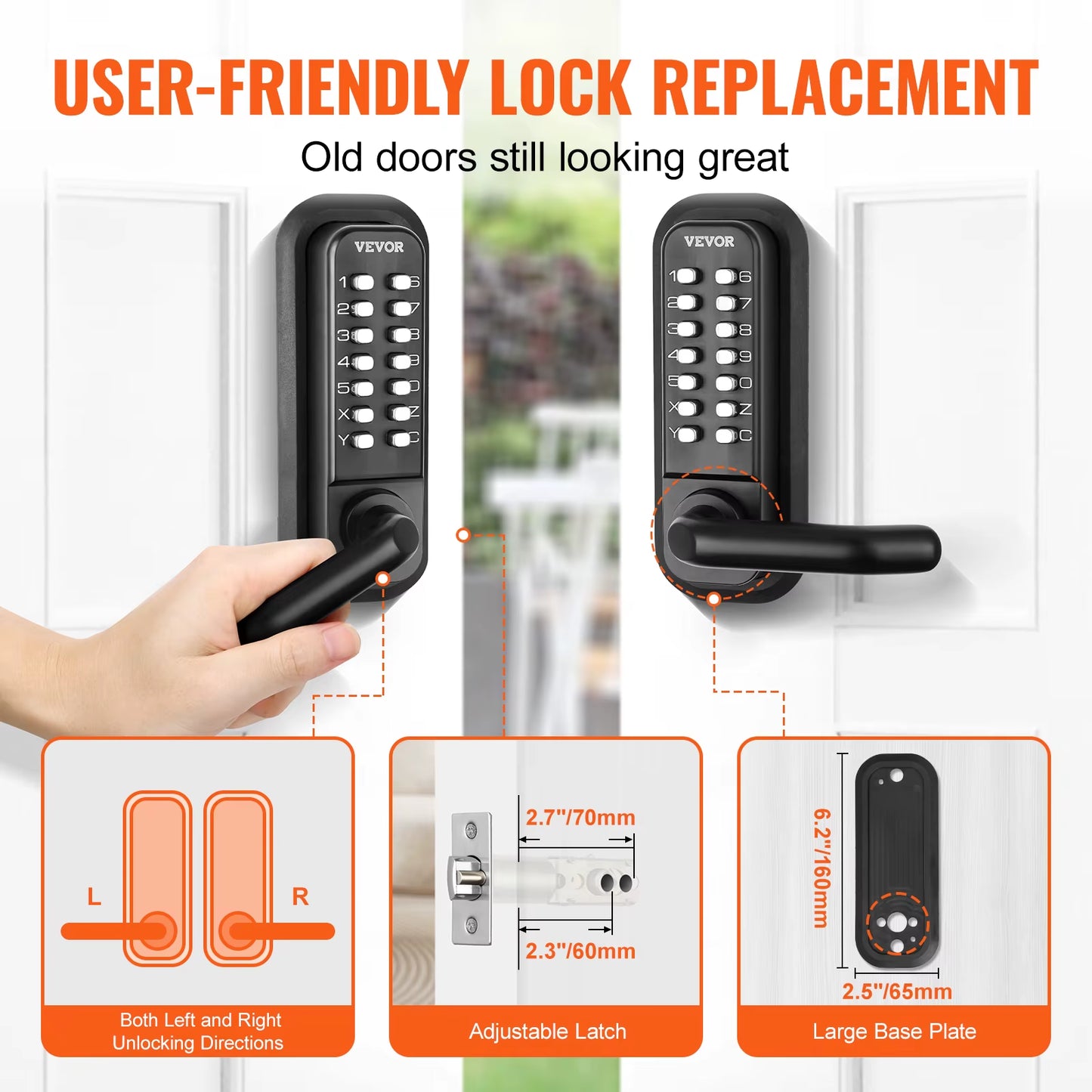 VEVOR Mechanical Keyless Entry Lock - 14 Digit Keypad & Handle