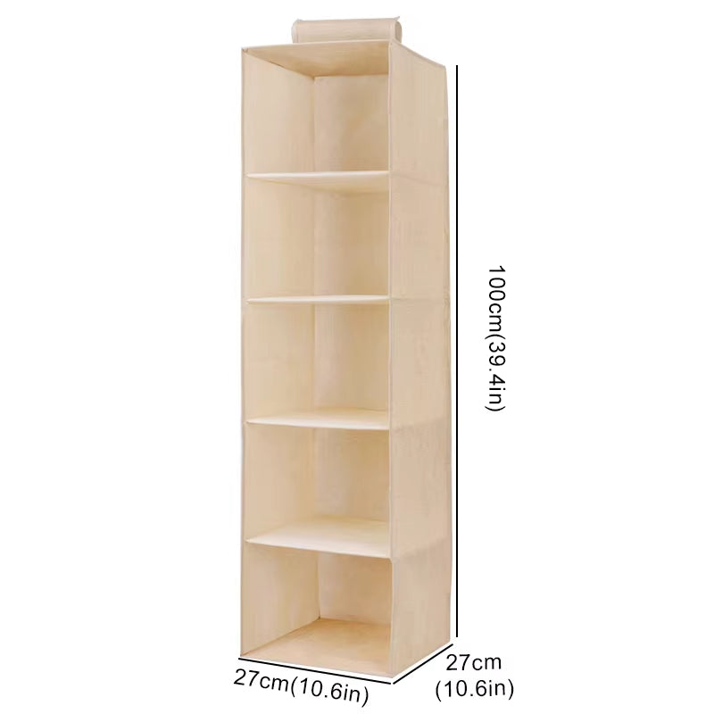 "Collapsible Wardrobe Hanging Storage Bag with Shelves"