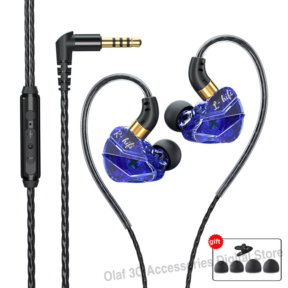3.5mm Jack Type-C Wired Headphones HIFI Bass Earbuds