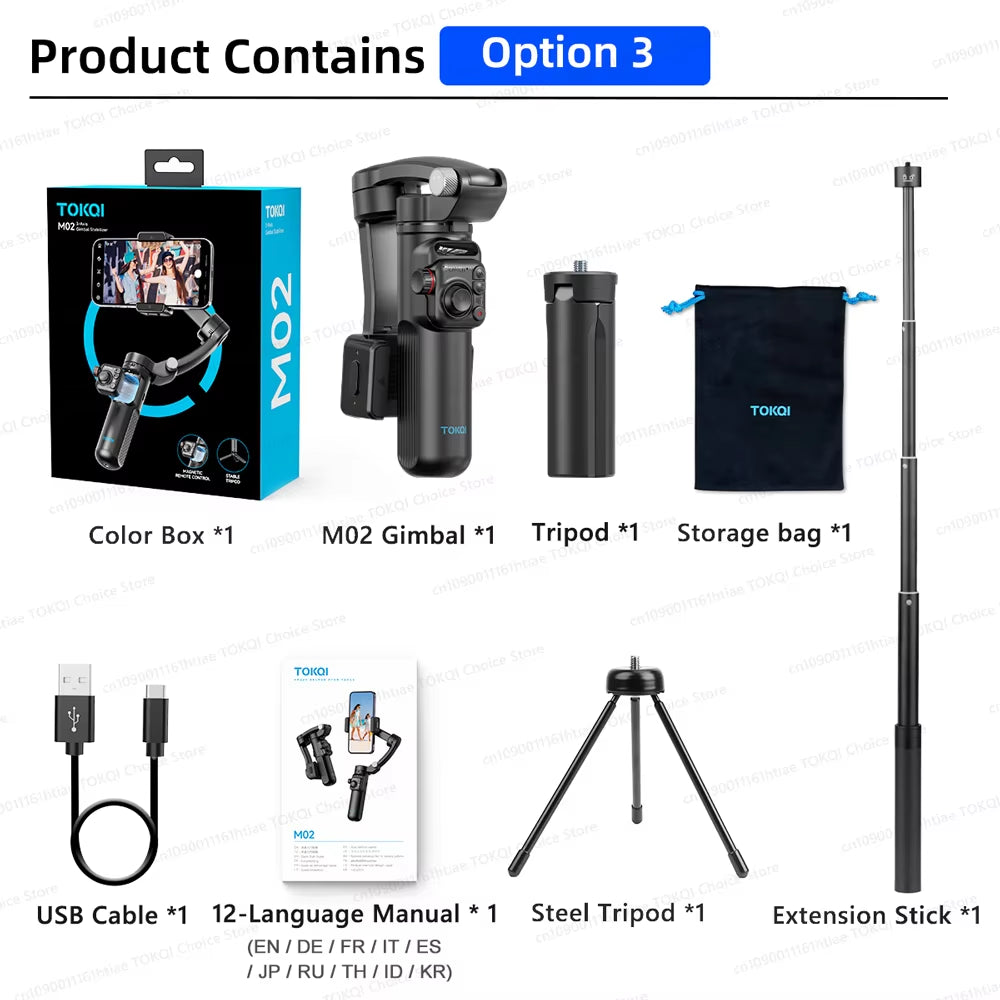 3-Axis Handheld Gimbal Stabilizer with Tripod for Smartphones