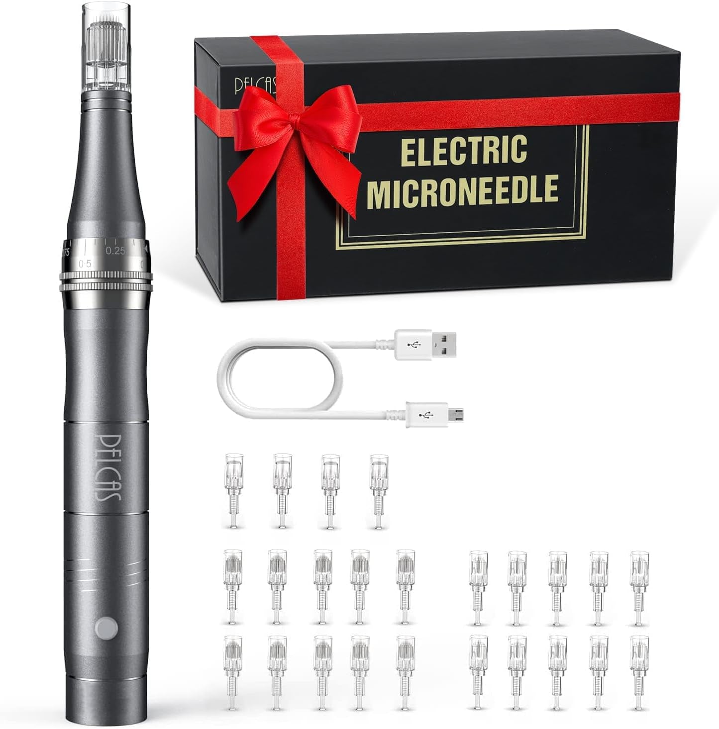 Electric Beauty Pen Kit with 24Pcs Cartridges, Grey