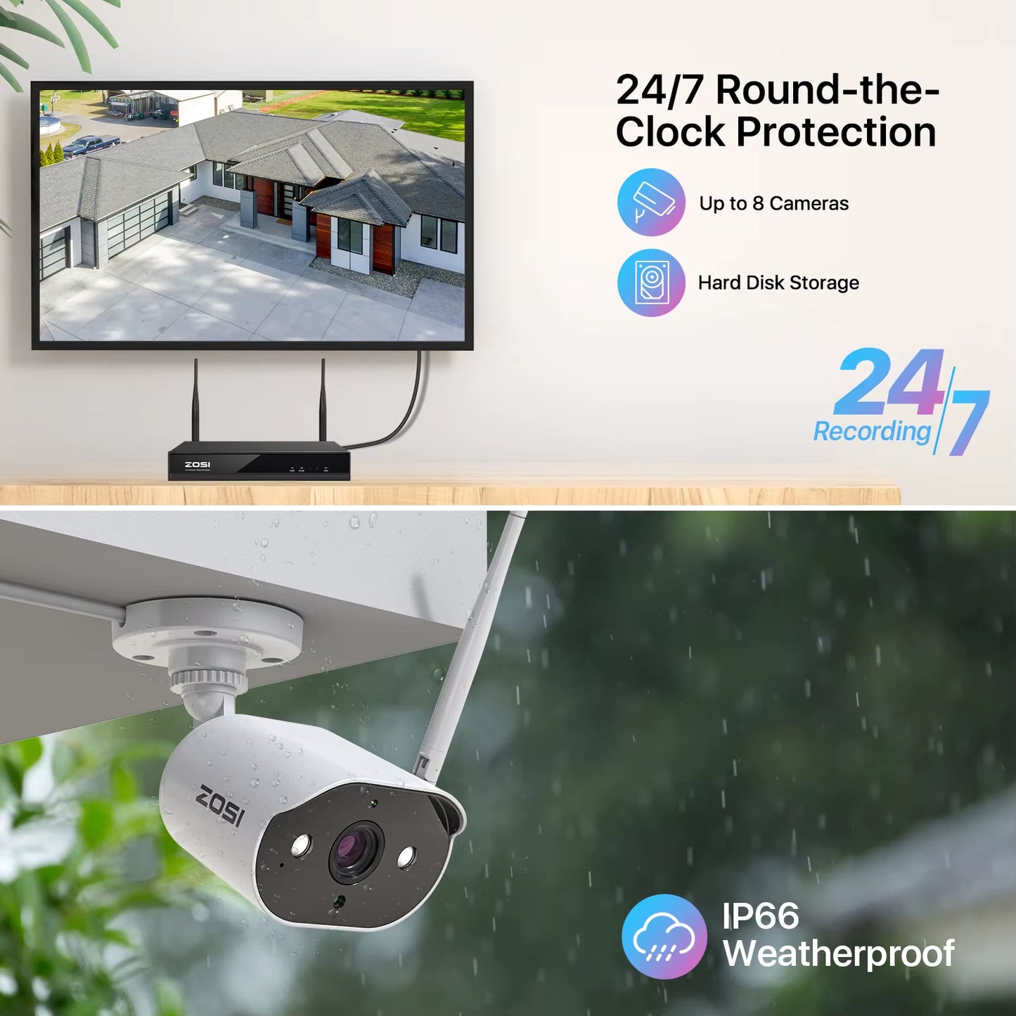 3MP Wireless Security System with 8CH H.265 NVR & Cameras