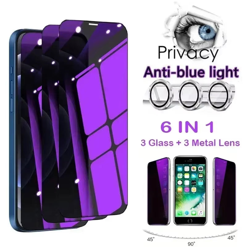 "6-in-1 Privacy Screen & Lens Protector for iPhone 11-15 Pro Max"