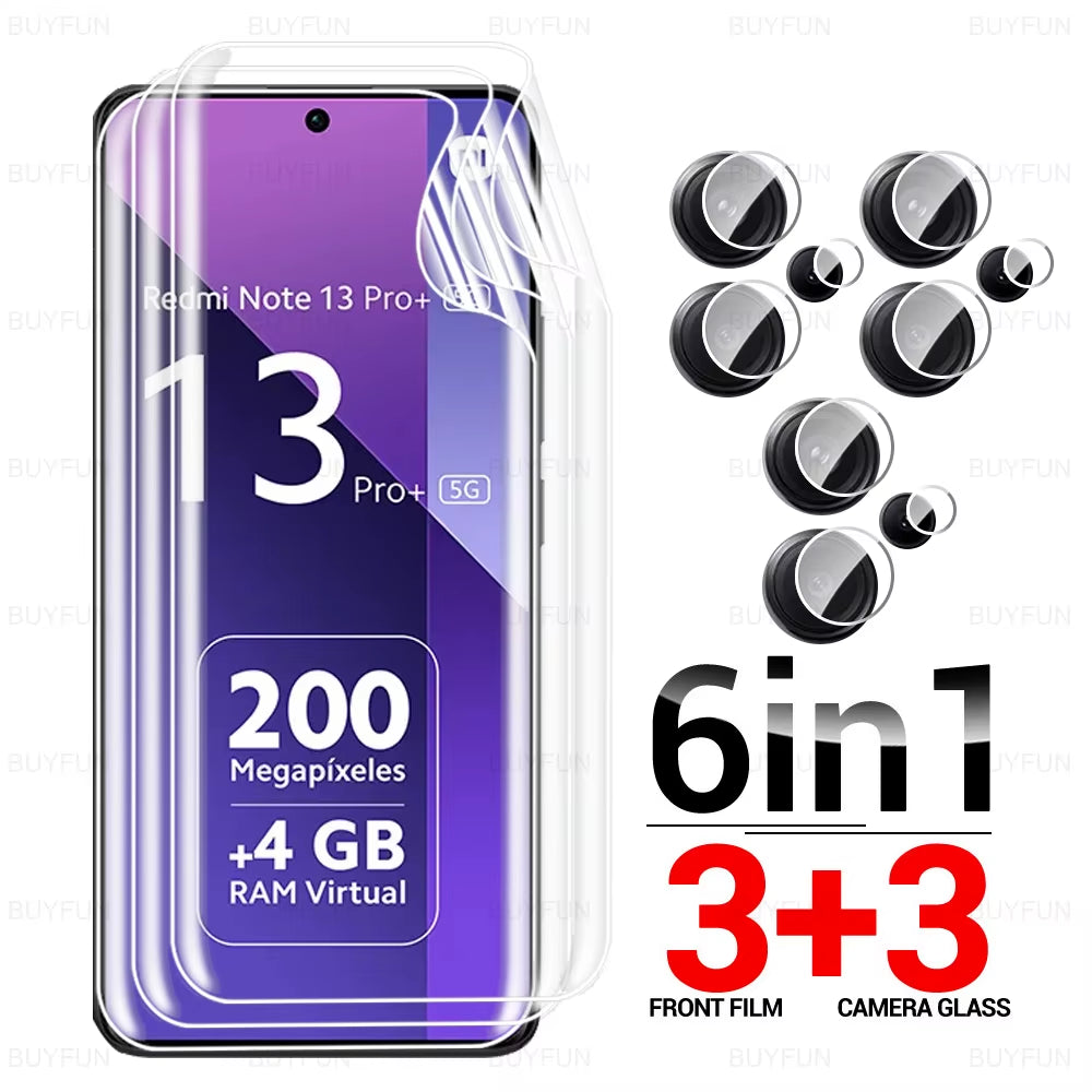 6-in-1 Hydrogel Film & Camera Glass for Redmi Note 13 Pro+