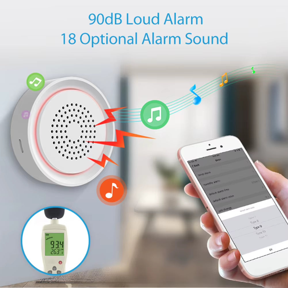 Tuya Smart Siren Alarm Sensor with Sound & Light, USB Power
