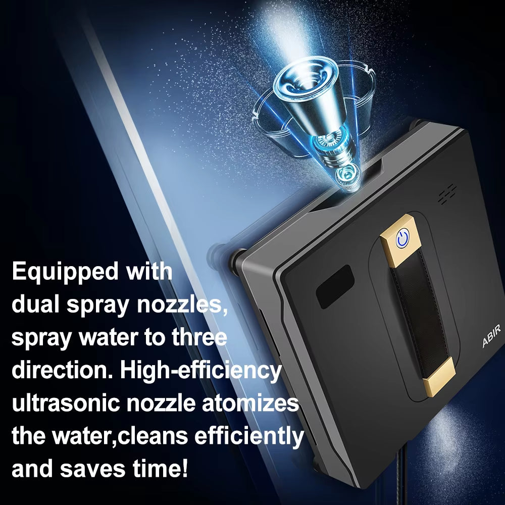 Robot Window Cleaner Wd8,Dual Water Spray,Smart Memory,High Vacuum Suction, Laser Sensor, Home Wall Glass Cleaning Robot