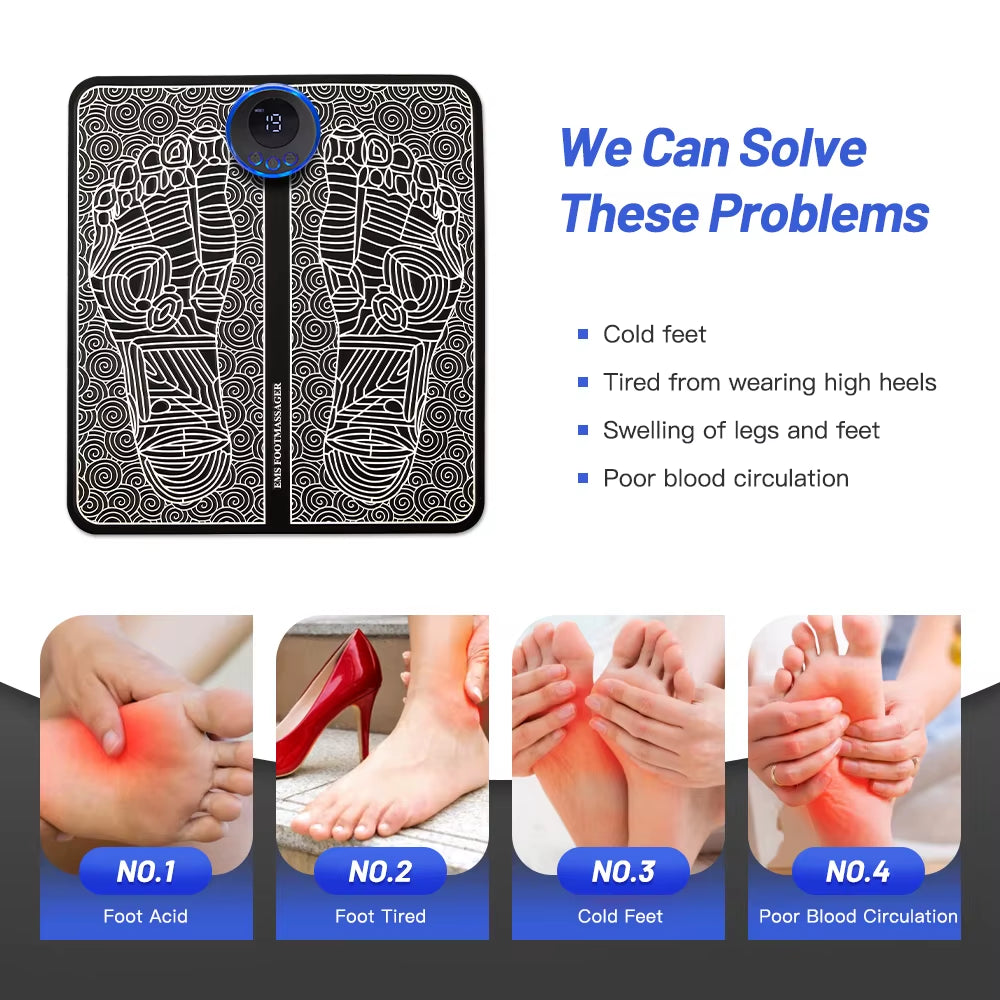 EMS Electric Foot Massager Pad with USB Charging