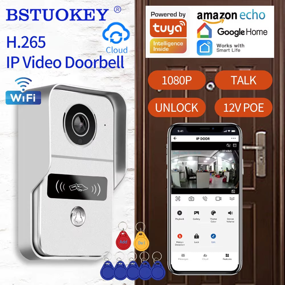 Tuya 1080P WiFi Video Doorbell with Alexa & POE Support"