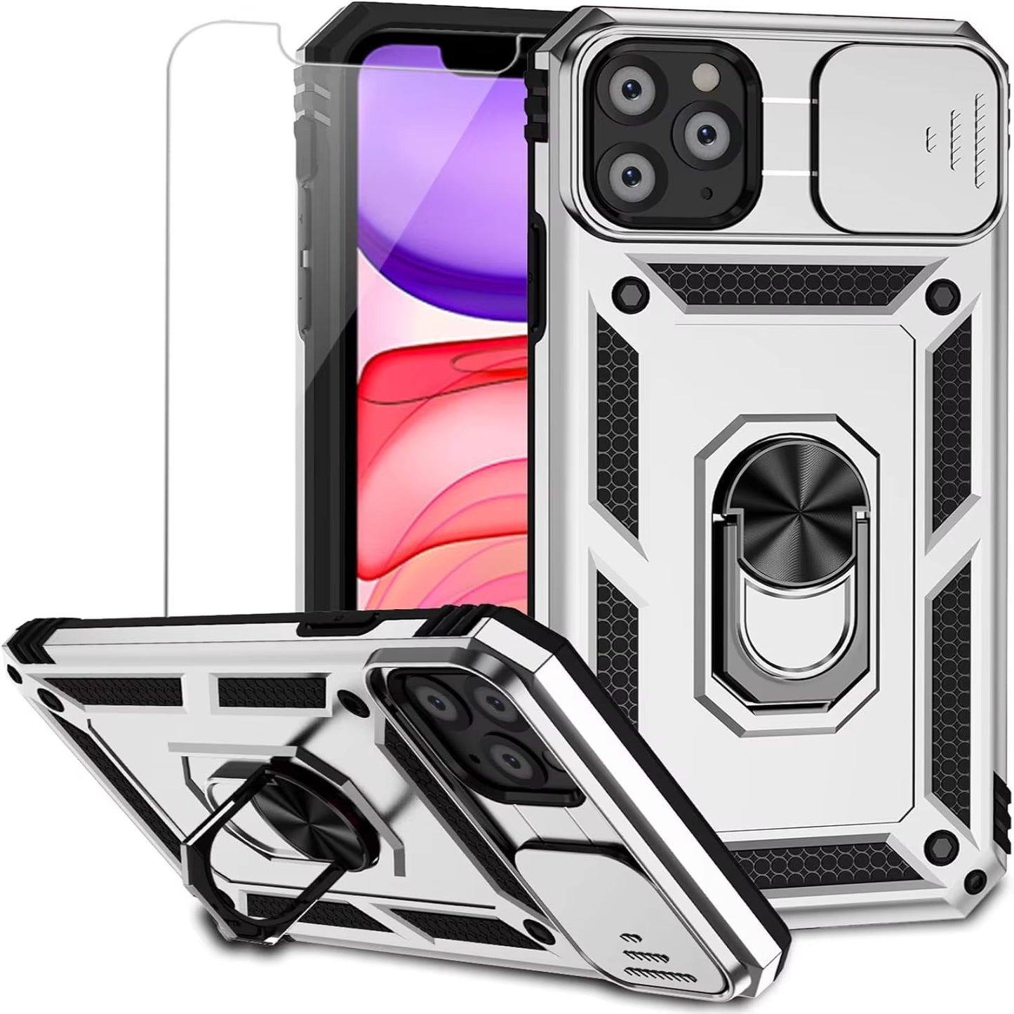"iPhone 11 Case with Lens Cover & Kickstand Drop Protection"