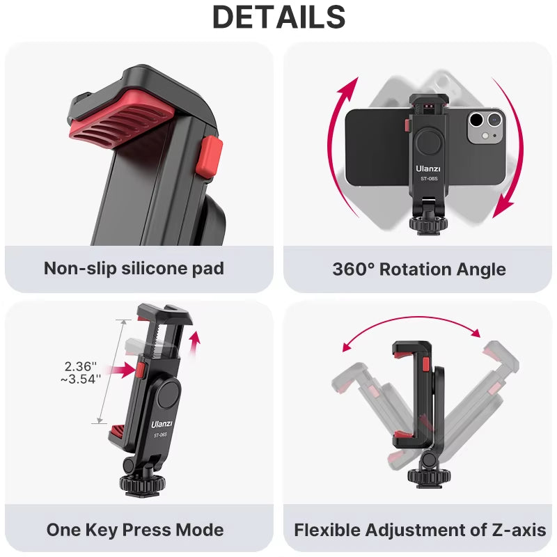 ST-06S Vertical Phone Mount for DSLR, Tripod & Vlog Shooting