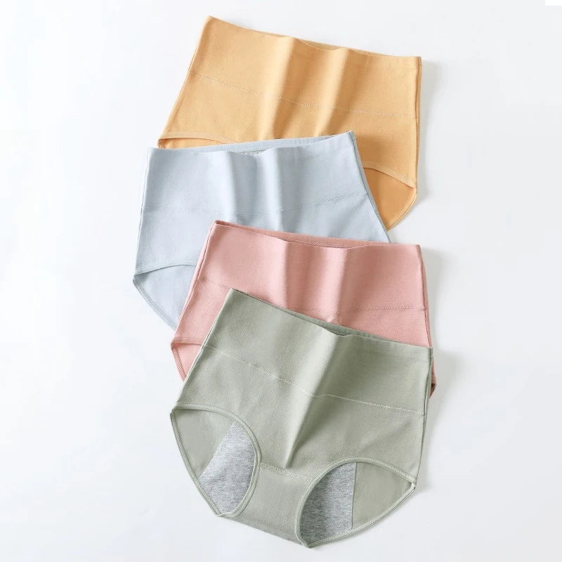 High-Waist Cotton Menstrual Underwear – Full Coverage Leakproof Period Panties for Women