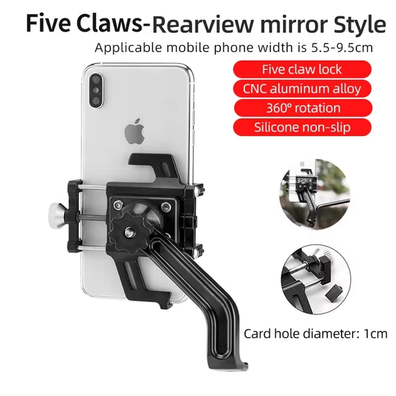 Motorcycle Bike Phone Holder CNC Aluminum Alloy 5-Claws