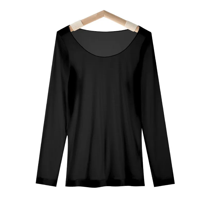 Ultra Thin Seamless Thermal Underwear Set Women First Layer Thermal Top Long Johns Fall Winter Thermo Clothing Ladies 2Pcs Suit