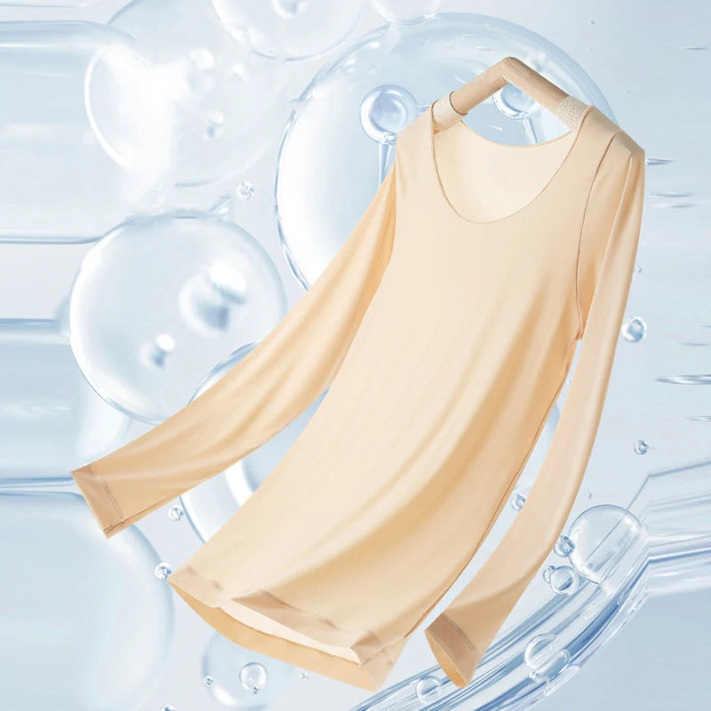 Ultra Thin Seamless Thermal Underwear Set Women First Layer Thermal Top Long Johns Fall Winter Thermo Clothing Ladies 2Pcs Suit