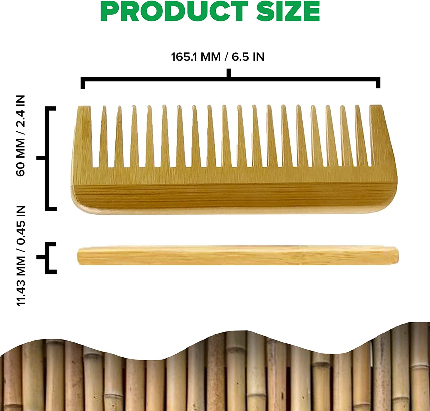 Naturals Natural Large Bamboo Wooden Hair Comb - Eco-Friendly