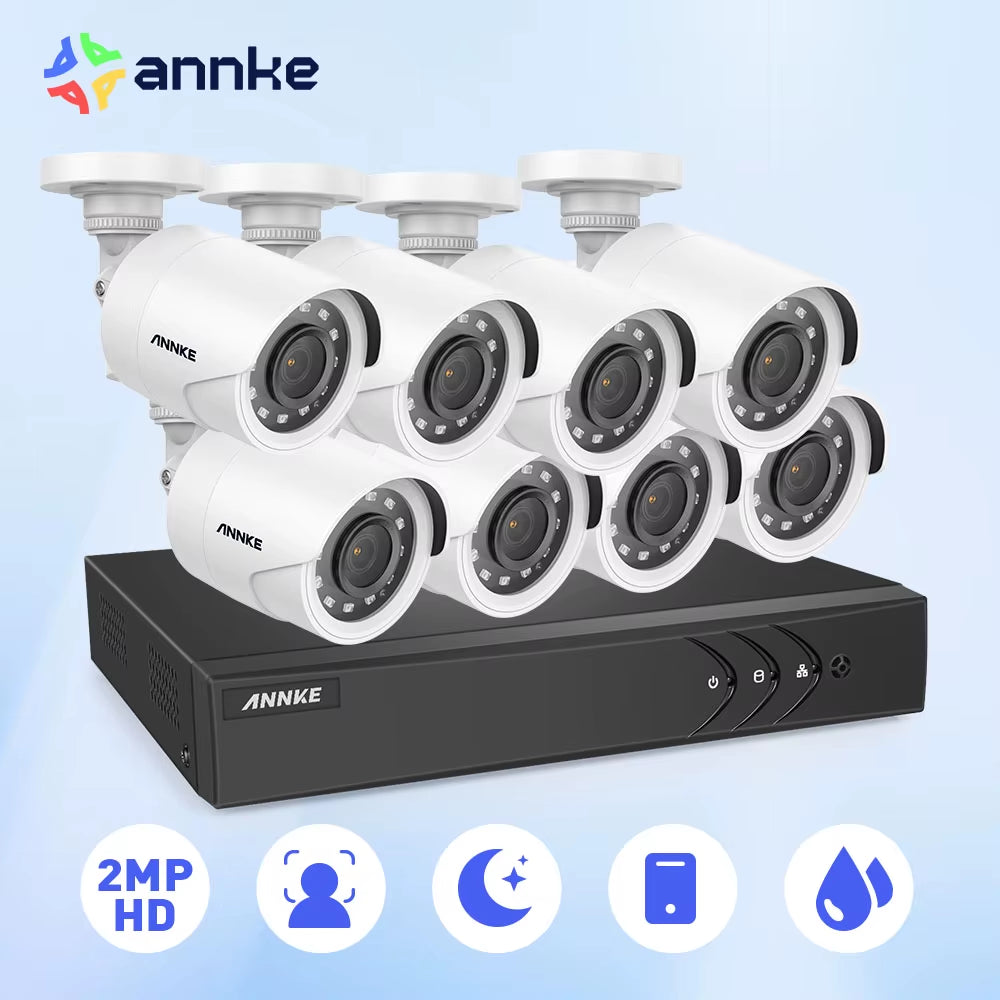 8CH 5MP DVR with 8 Waterproof Outdoor Security Cameras