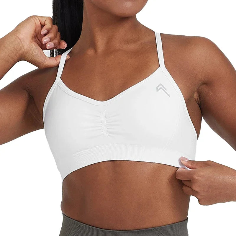 New Effortless Strappy Bralette Seamless Spandex Woman Fitness Elastic Breathable Breast Enhancement Leisure Sports Underwear