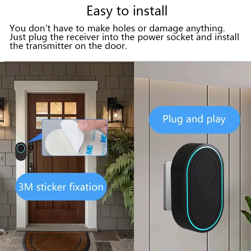 Wireless Outdoor Doorbell with Music Melody & Security Alarm