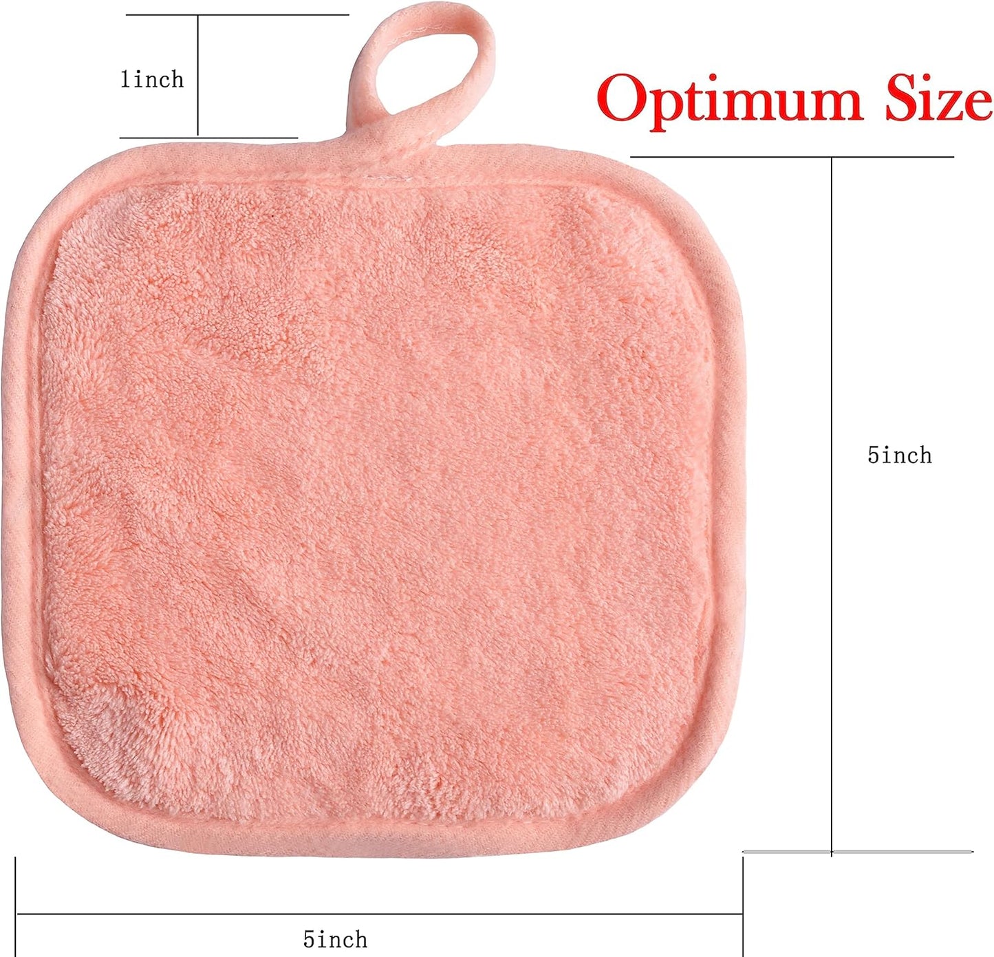 Reusable Microfiber Makeup Remover Pads - Soft Facial Cleansing Cloths for Face, Eyes, and Lips - 12 Pack (Coral)