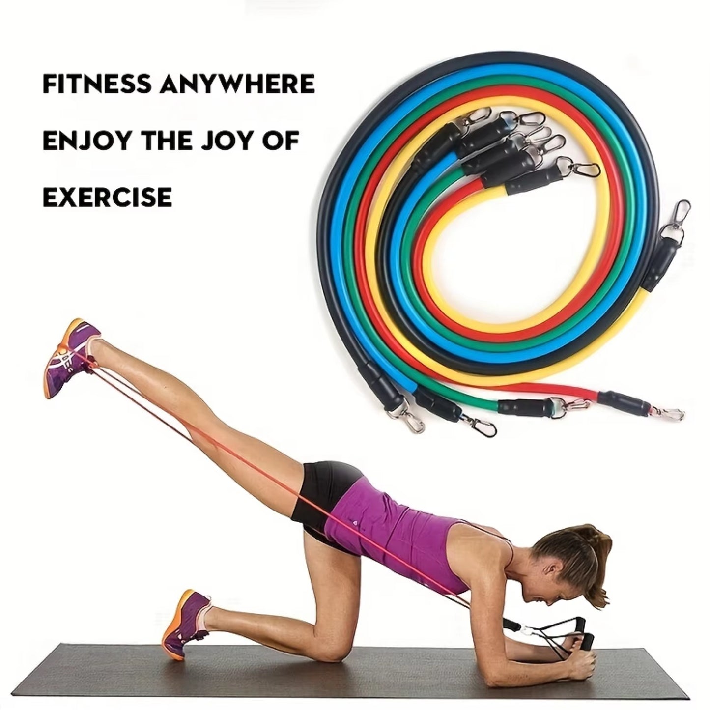 11Pcs TPE Resistance Bands Set with Door Anchor & Straps