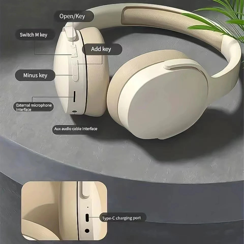 P2961 Wireless Bluetooth 5.3 Over-Ear Headphones with Mic