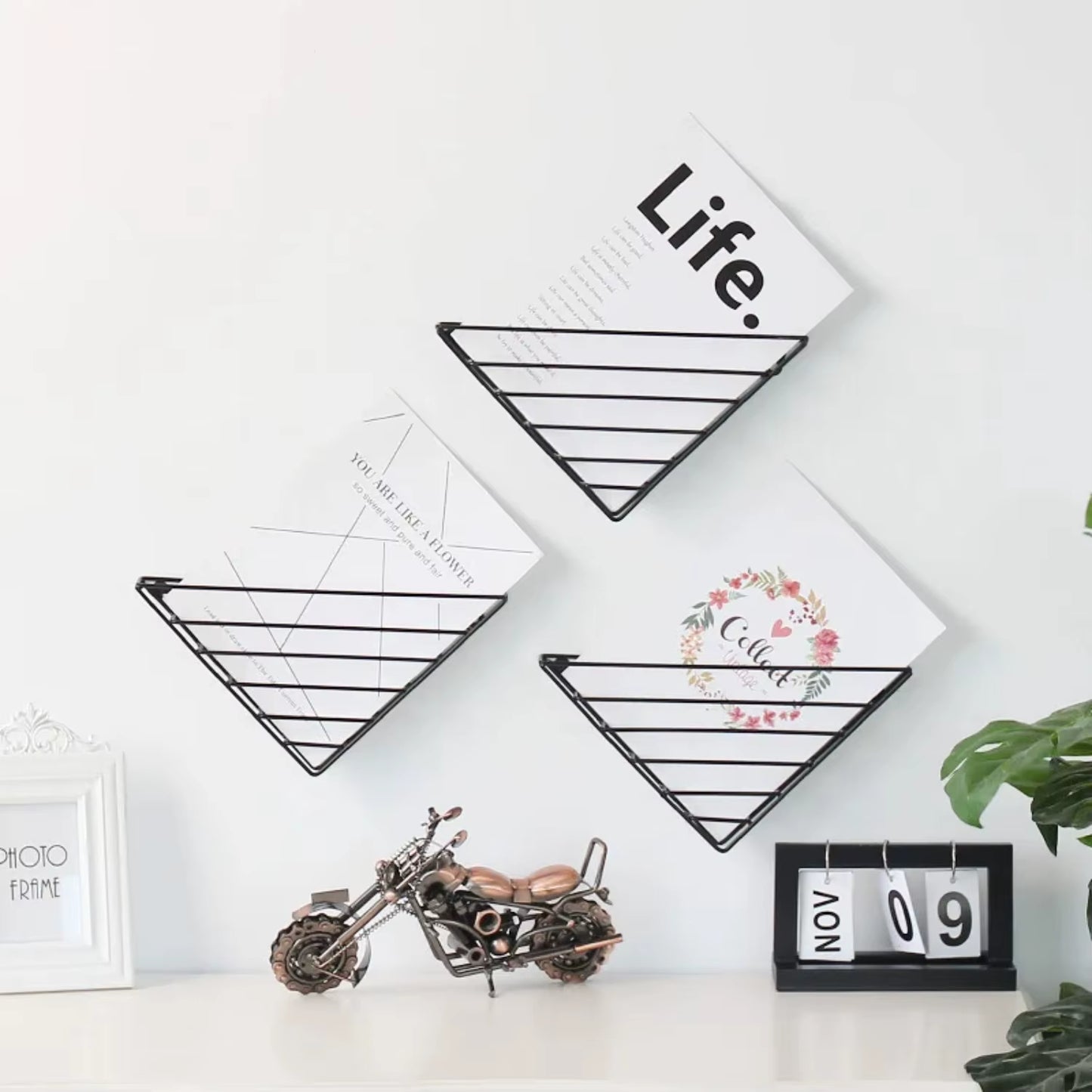 "Nordic Metal Wall-Mounted Magazine & Newspaper Display Rack"