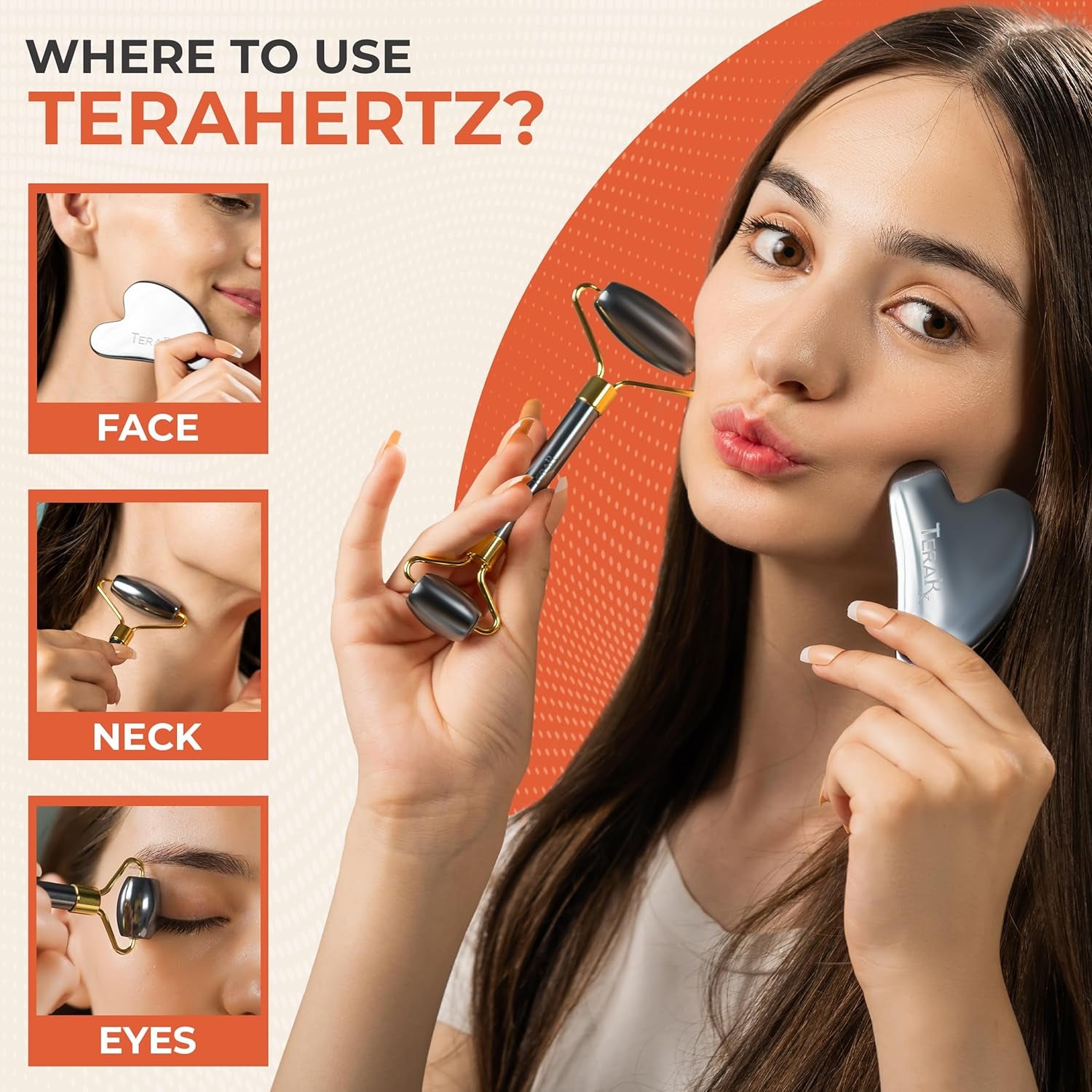 Terahertz Gua Sha & Face Roller – Puffiness, Wrinkles, Relaxation