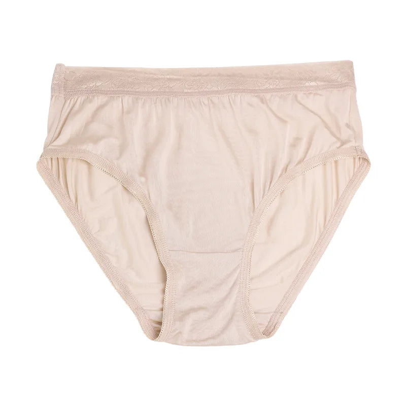 Silk Mid Waist Brief Panties for Women, Comfortable and Breathable 100% Silk Ultra-fine Knitting Underwear 18089