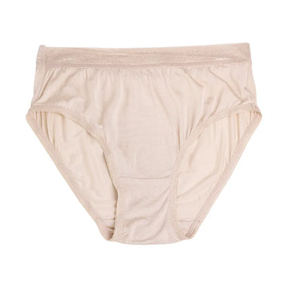 Silk Mid Waist Brief Panties for Women, Comfortable and Breathable 100% Silk Ultra-fine Knitting Underwear 18089