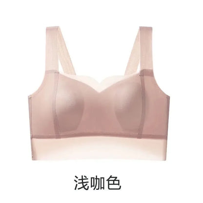 Summer ultra-thin no-mark underwear women's large breasts show small side breast strapless anti-go bra ice silk sling vest