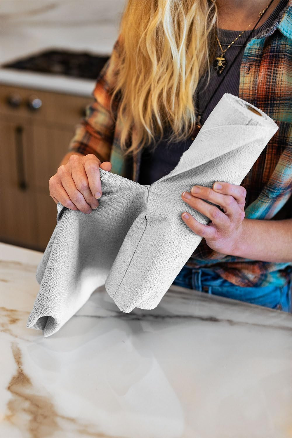 Rip N' Rag Reusable Microfiber Towels - 30 Count Roll, 70/30 Blend, 200GSM for Home, Office & More