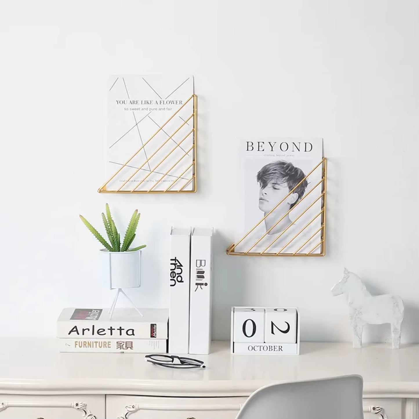 "Nordic Metal Wall-Mounted Magazine & Newspaper Display Rack"