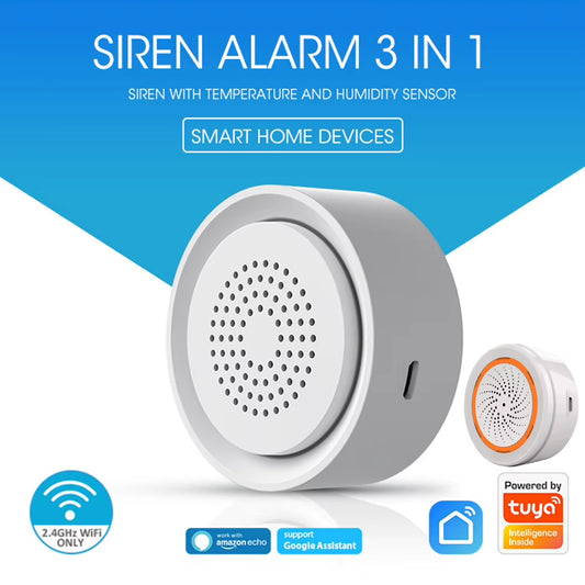 Tuya Smart Siren Alarm Sensor with Sound & Light, USB Power