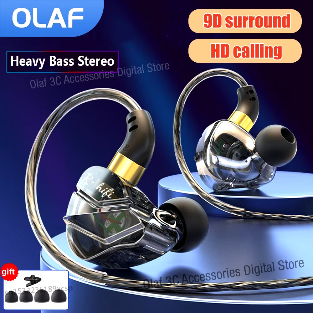 3.5mm Jack Type-C Wired Headphones HIFI Bass Earbuds