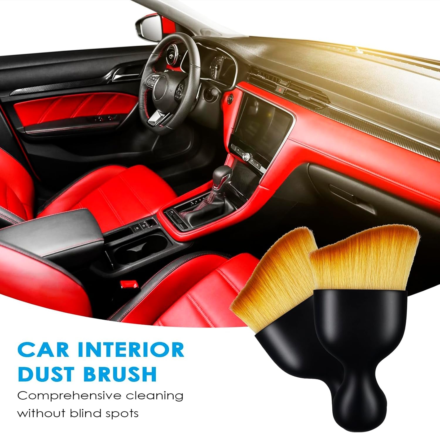 Set of 4 Soft Car Interior Dust Brushes - Cleaning & Care Tools for Car Interior