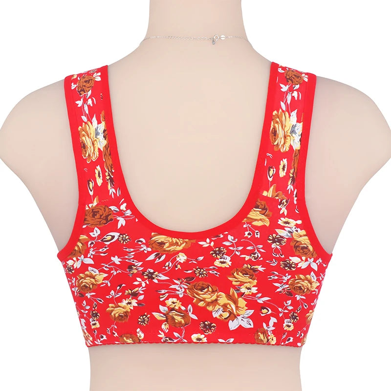 Thin Confortable Bra For Women Wire Free Bras Cotton Front Closure Underwear Female Everyday Lingerie Colorful Floral