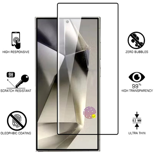 4PCS Full Cover Tempered Glass for  Galaxy S24 S25 Ultra Fingerprint Unlock Screen Protector S24Plus S24+ S24 Ultra Glass