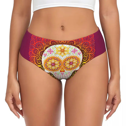 Custom Womens Day Of The Dead Gothic Panties Underwear Female Stretch Mexican Sugar Skull Briefs Underpants