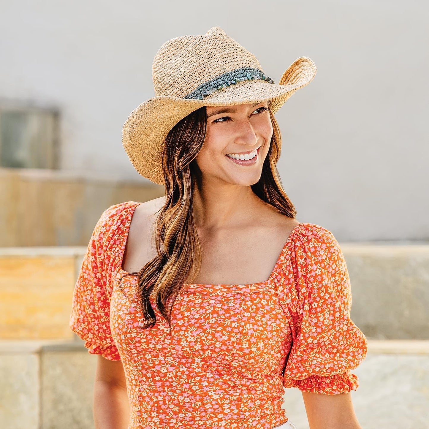 Women's Tahiti Cowboy Straw Sun Hat - Wide Brim & Adjustable