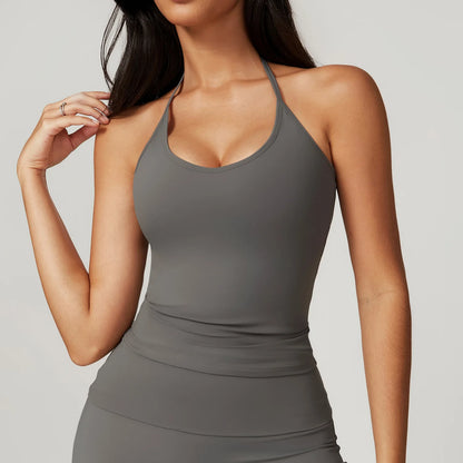 Women Yoga Vest Sports Bra Fitness Sports Tops Yoga Shirt Gym Padded Bras Push Up Underwear Running Workout halterneck Yoga Top