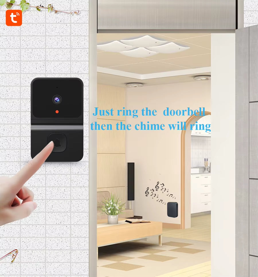 Smart Video Doorbell WiFi Tuya Wireless, 2-Way Voice Call