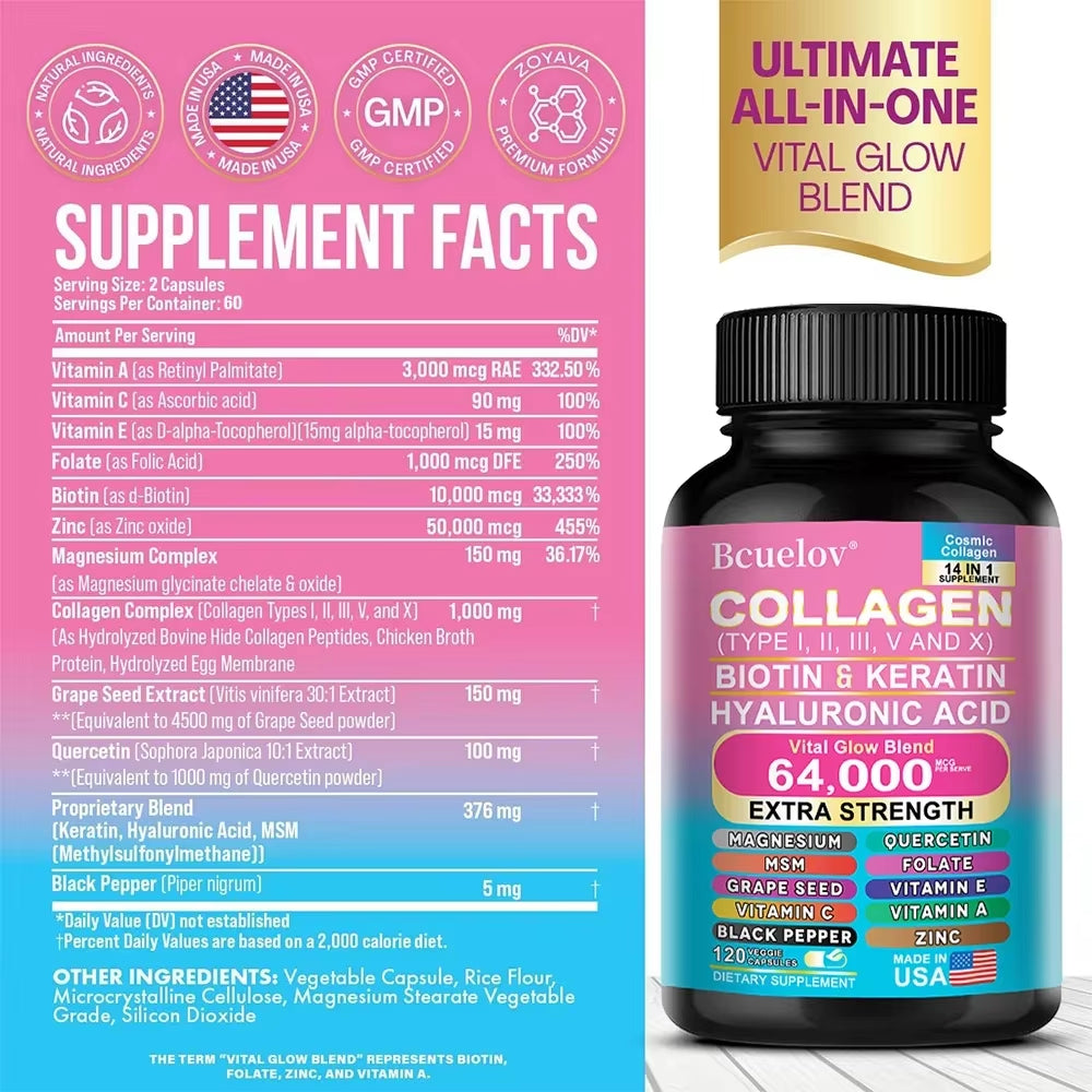 Collagen Capsules with Biotin & Keratin for Skin, Hair, and Nails