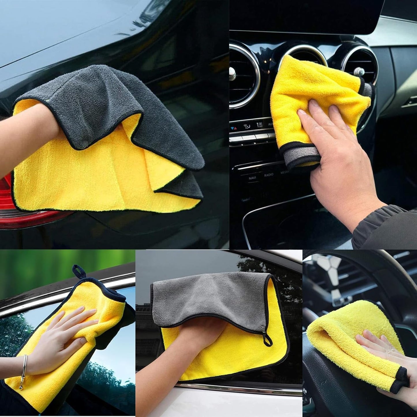 Tire Shine Applicator Kit - Reusable Sponge Pad, Brush, Towel, & Lid for Car Detailing