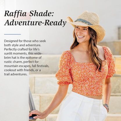 Women's Tahiti Cowboy Straw Sun Hat - Wide Brim & Adjustable