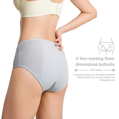 Women's Cotton Menstrual Underwear – Leakproof Medium-Waist Period Panties, Plus Sizes XL-6XL
