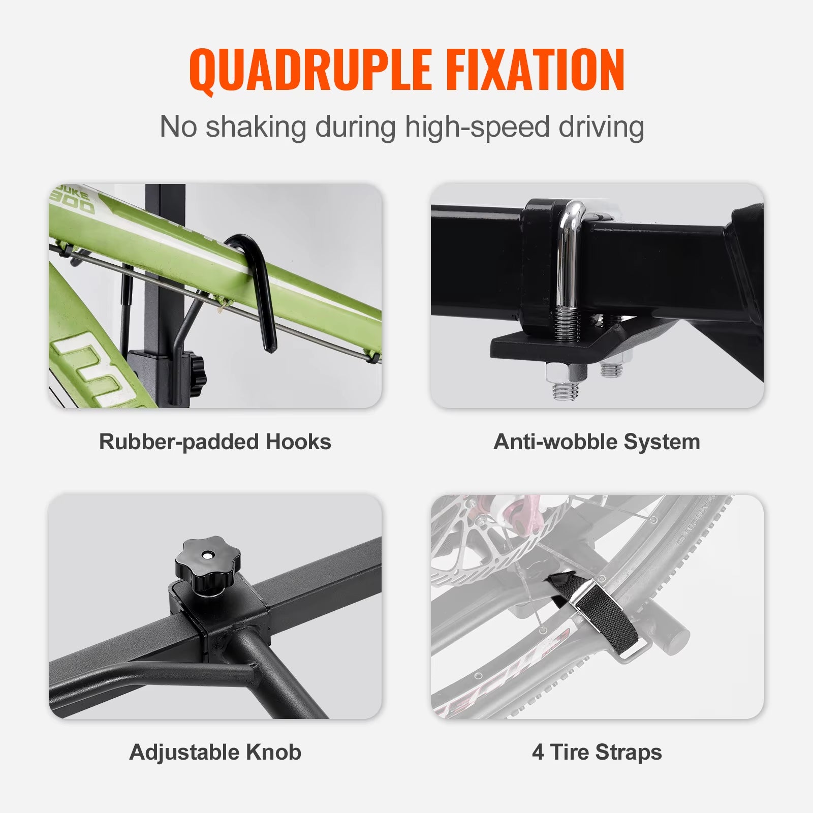 VEVOR 2-Bike Hitch Mount Rack 80LBS Max Capacity for Car