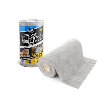 Rip N' Rag Reusable Microfiber Towels - 30 Count Roll, 70/30 Blend, 200GSM for Home, Office & More
