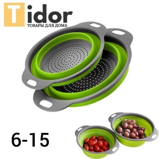 2PCS Silicone Folding Drainer Basket for Fruits & Vegetables