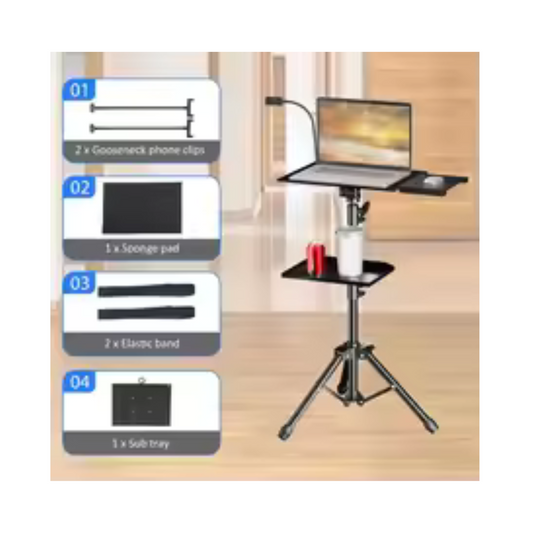 Adjustable Projector Tripod Stand for Laptop, Mic & Desk